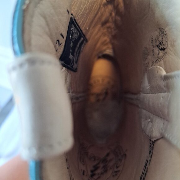 Mens Ostrich Imitation Western Rodeo Leather Boots white and‎ Blue Size 3.5 - Picture 12 of 16